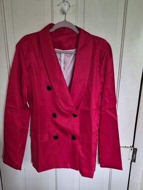 Women's Double-Breasted Pink Blazer Jacket
